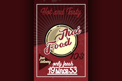 Color vintage thai food banner