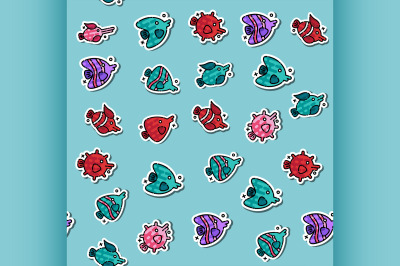 Colored Fish concept icons pattern