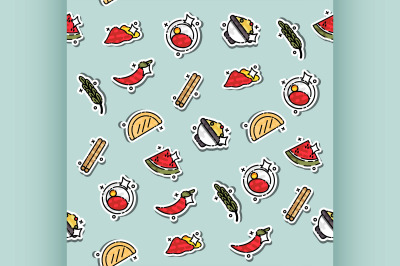 Colored Indian food concept pattern