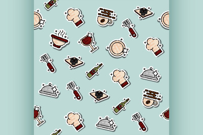 Colored Restaurant concept icons pattern