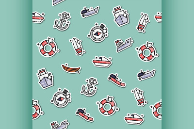 Colored Sea transport concept icons pattern