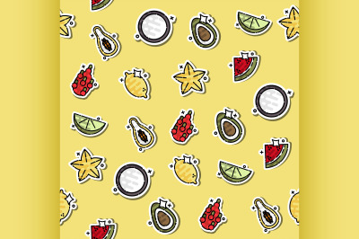 Colored Tropical fruit concept icons pattern