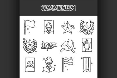 Communism cartoon concept icons