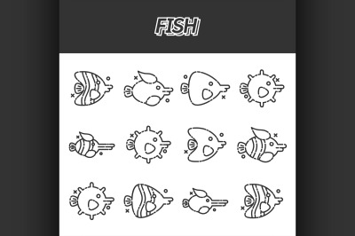 Fish cartoon concept icons