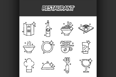 Restaurant cartoon concept icons