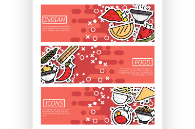 Set of Horizontal Banners about indian food