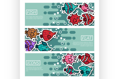 Set of Horizontal Banners about fish