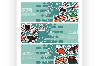 Set of Horizontal Banners about sushi