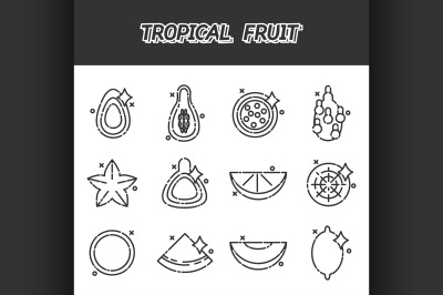 Tropical fruit cartoon concept icons