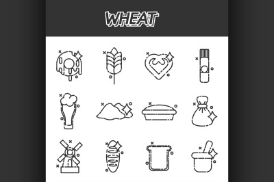 Wheat flat cartoon icons