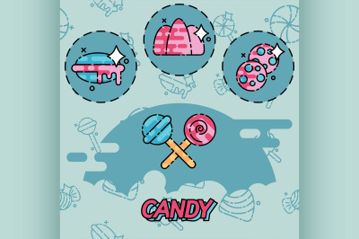 Candy flat concept icons