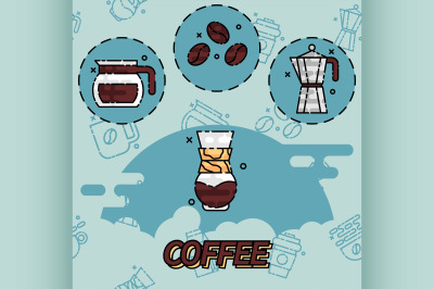 Coffee flat concept icons