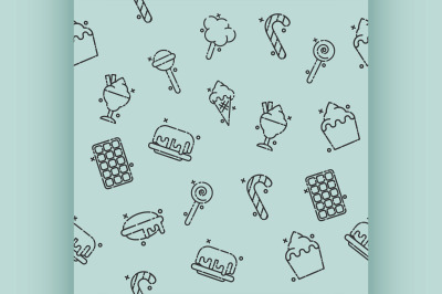 Confectionary concept icons pattern