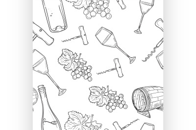 Hand drawn pattern of wine