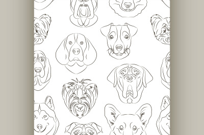 Vector illustration of different dogs breed