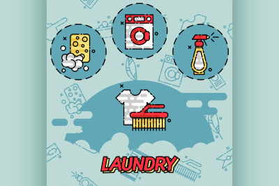 Laundry flat concept icons