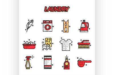 Laundry cartoon concept icons