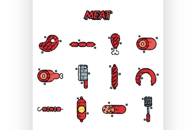 Meat cartoon concept icons