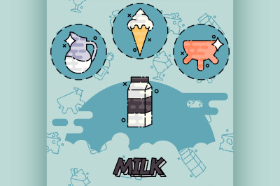 Milk production Icons set
