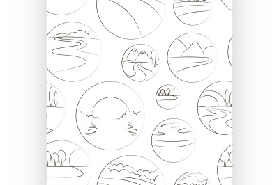 River and Landscape icons pattern