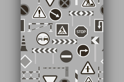 Road barriers and signs pattern