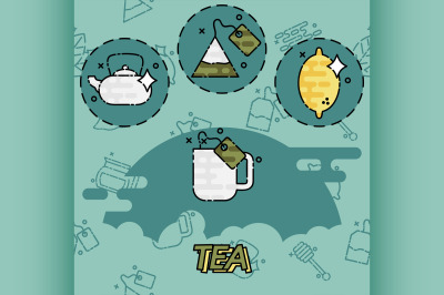 Tea flat concept icons