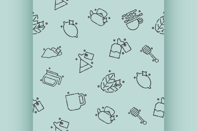 Tea concept icons pattern