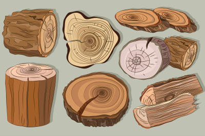 Wood stumps vector set