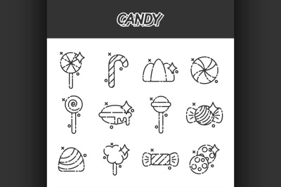 Candy cartoon concept icons