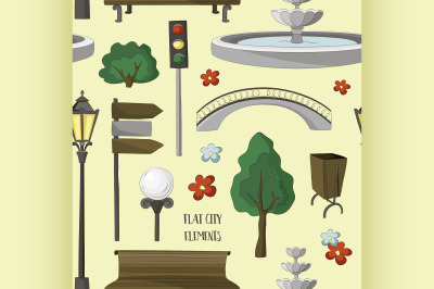 City street urban elements icon pattern