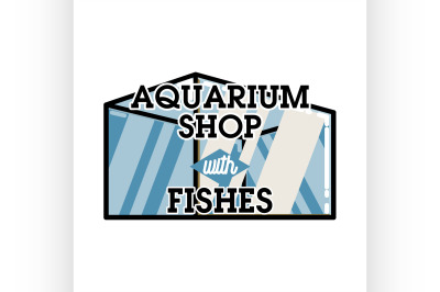 Color vintage aquarium shop emblem