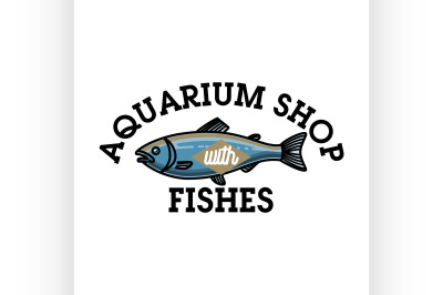 Color vintage aquarium shop emblem
