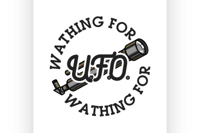 Color vintage UFO emblem