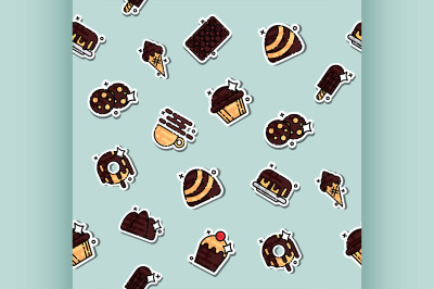 Chocolate concept icons pattern