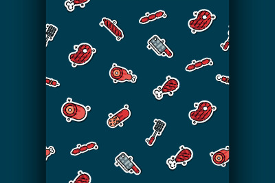 Meat concept icons pattern