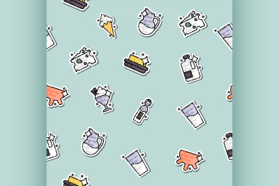 Milk production Icons pattern