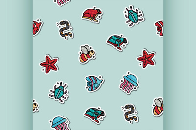 Poisonous creatures concept icons pattern