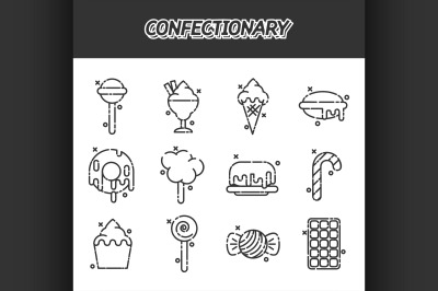 Confectionary cartoon concept icons