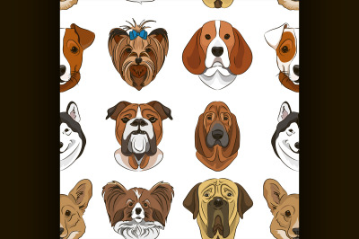 Vector illustration of different dogs breed