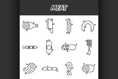 Meat cartoon concept icons