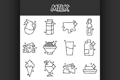 Milk production cartoon concept icons