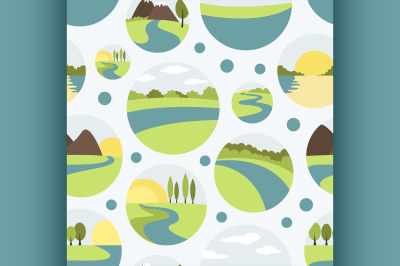 River and Landscape icons pattern
