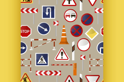 Road barriers and signs pattern