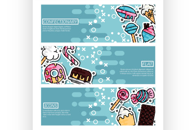 Set of Horizontal Banners about confectionary