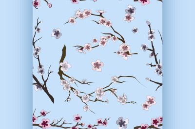 Set of sakura japan cherry pattern