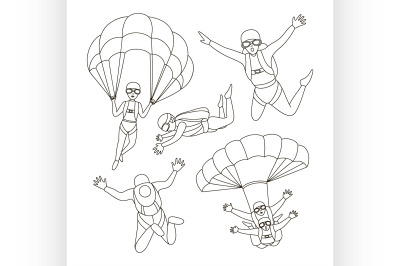 Vector set of parachuter