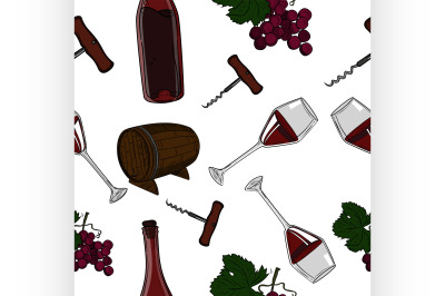 Hand drawn pattern of wine