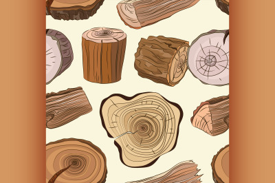 Wood stumps vector set pattern