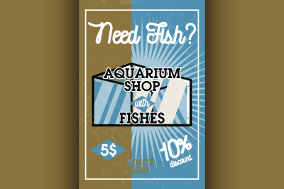 Color vintage aquarium shop banner