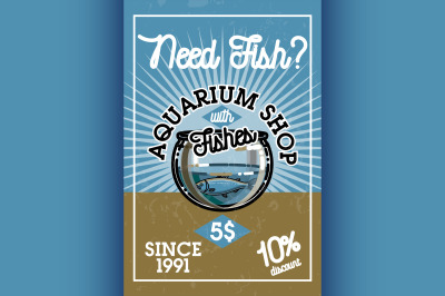Color vintage aquarium shop banner